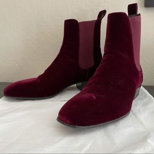Represent  Red Velour Boots
